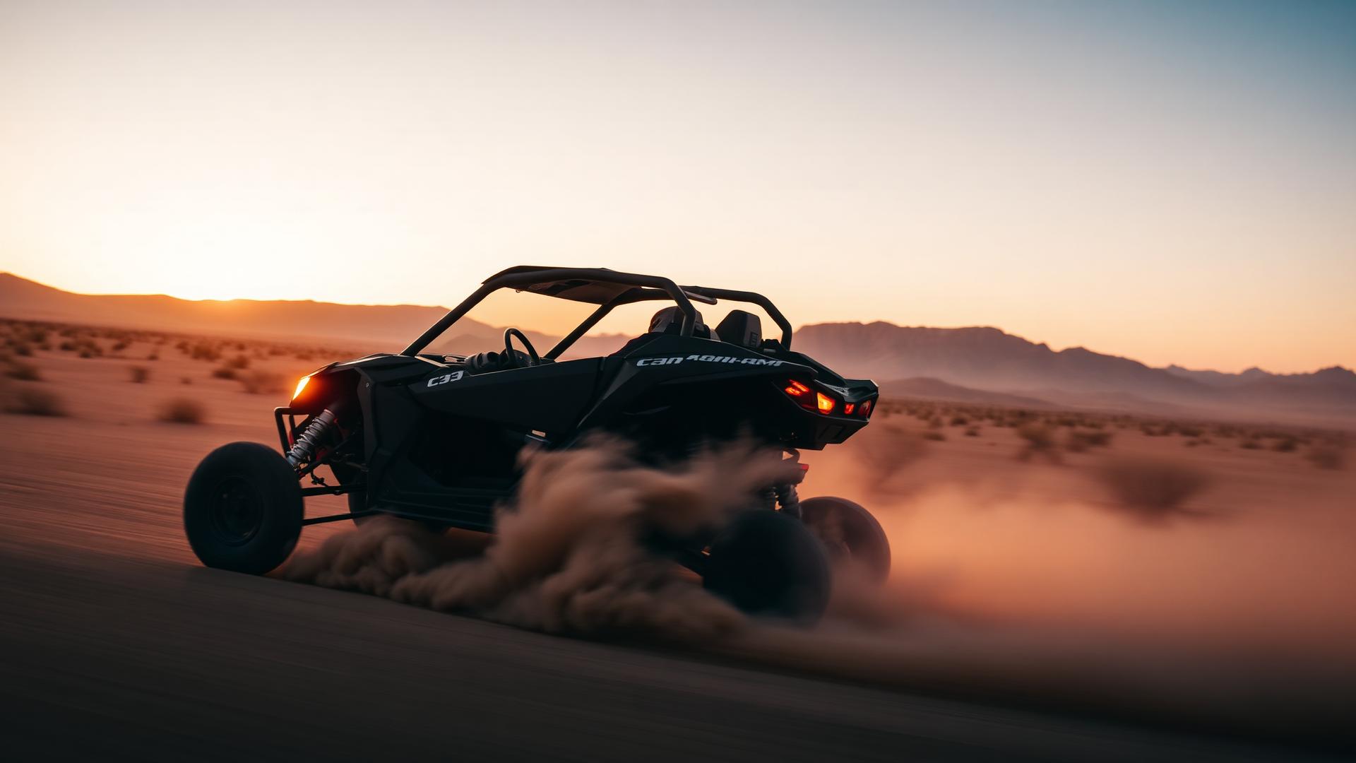 Can-Am Maverick X3 kicking up dust in the desert